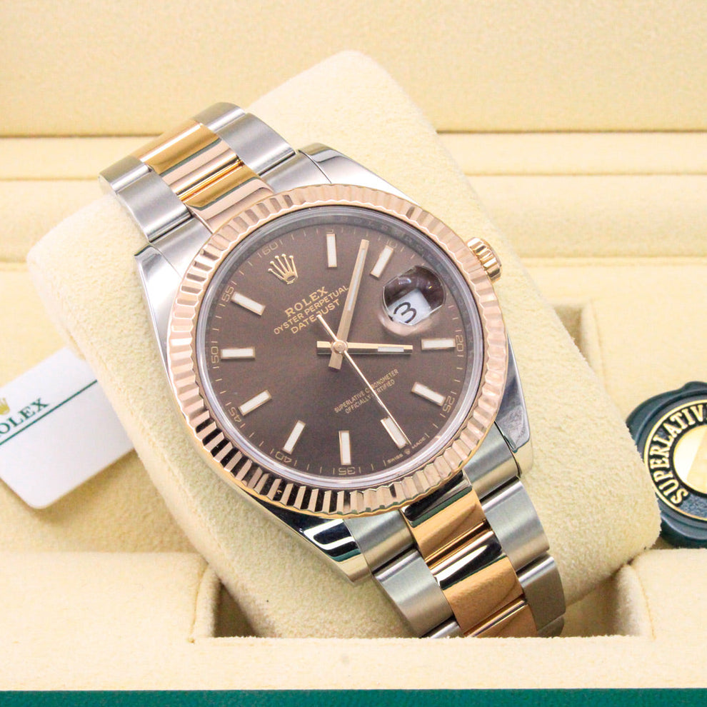 Rolex Datejust 41 126331 Oyster Bracelet Brown Dial Rose Gold Pristine Condition Fluted Bezel 41 Mm Mechanical Watch - product image from Imperial Time U...