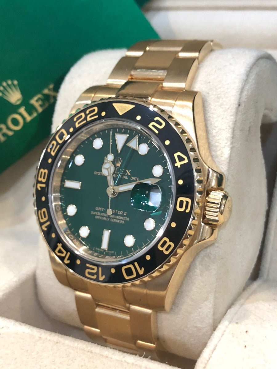 Rolex Gmt-master II 2008 Oyster Bracelet Green Dial Yellow Gold 2008 Immaculate Condition Gmt/dual Time 40 Mm Mechanical Watch - product image from...