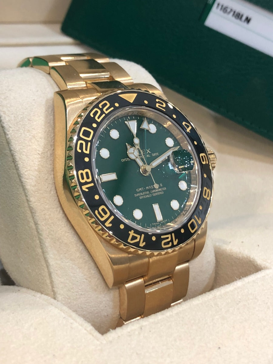 Rolex Gmt-master II 2008 Oyster Bracelet Green Dial Yellow Gold 2008 Immaculate Condition Gmt/dual Time 40 Mm Mechanical Watch - product image from...