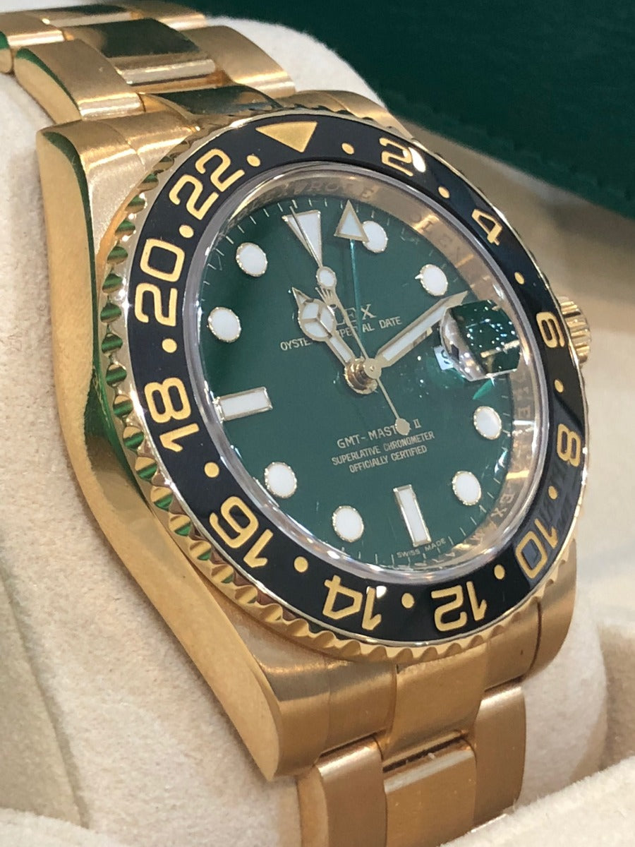 Rolex Gmt-master II 2008 Oyster Bracelet Green Dial Yellow Gold 2008 Immaculate Condition Gmt/dual Time 40 Mm Mechanical Watch - product image from...
