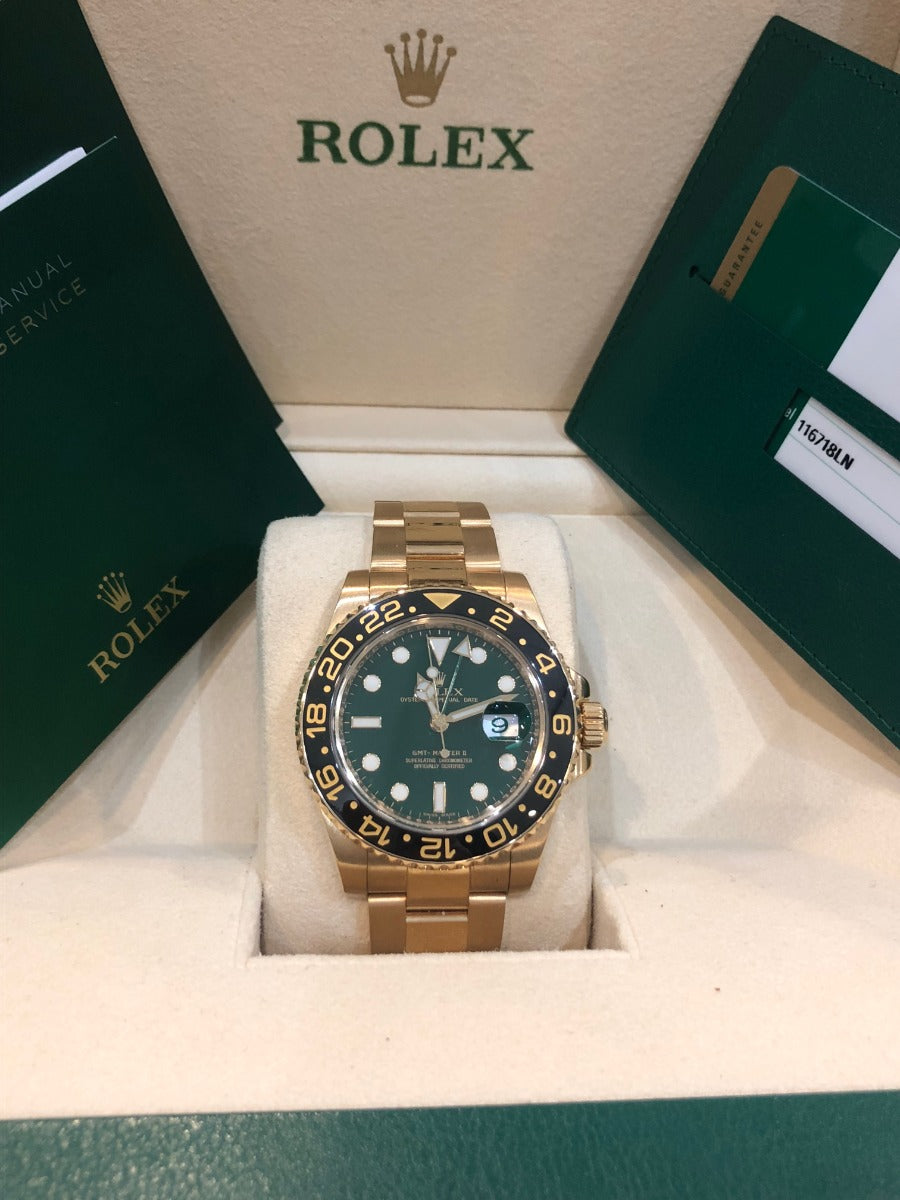 Rolex Gmt-master II 2008 Oyster Bracelet Green Dial Yellow Gold 2008 Immaculate Condition Gmt/dual Time 40 Mm Mechanical Watch - product image from...