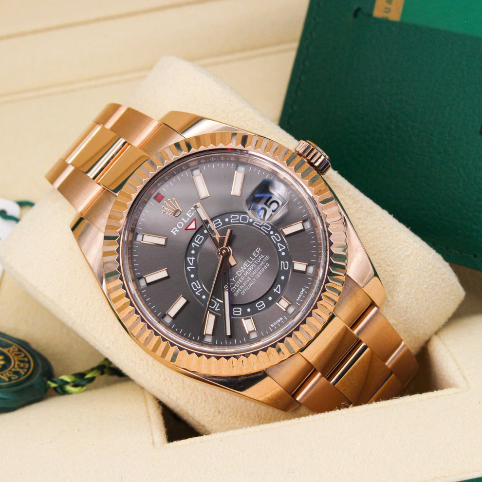 Rolex Sky-dweller Rhodium 326935 Oyster Bracelet Rhodium Dial Rose Gold 2019 Immaculate Condition Fluted Bezel 42 Mm Mechanical Watch - product image fro...