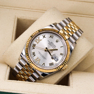 Rolex Datejust 36 126233 Jubilee Bracelet White Dial Yellow Gold 2022 Pristine Condition Fluted Bezel 36mm Mechanical Watch - product image from Imperia...
