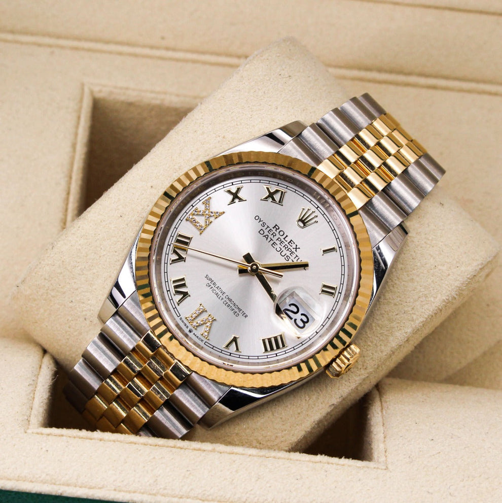 Rolex Datejust 36 126233 Jubilee Bracelet White Dial Yellow Gold 2022 Pristine Condition Fluted Bezel 36mm Mechanical Watch - product image from Imperia...