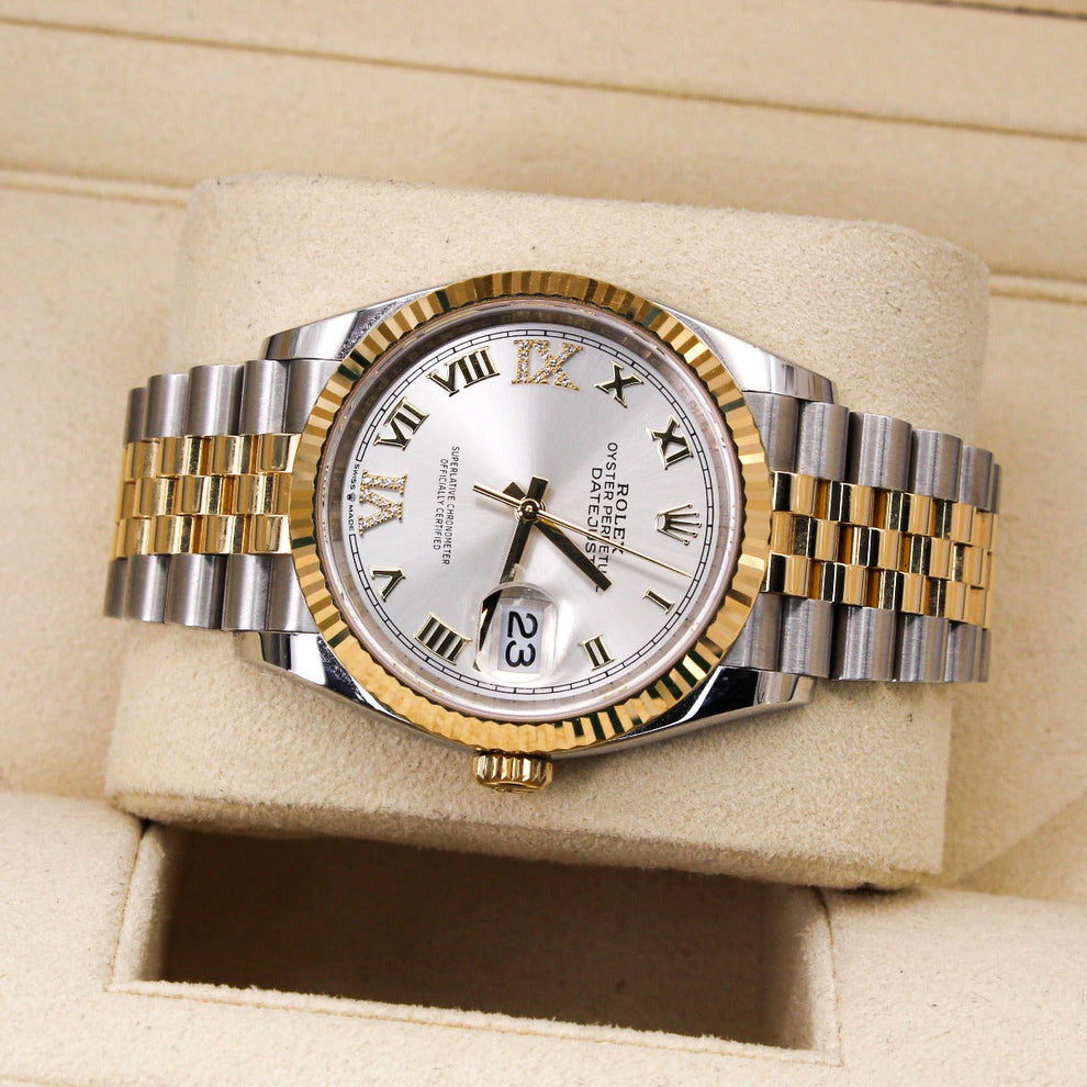 Rolex Datejust 36 126233 Jubilee Bracelet White Dial Yellow Gold 2022 Pristine Condition Fluted Bezel 36mm Mechanical Watch - product image from Imperia...