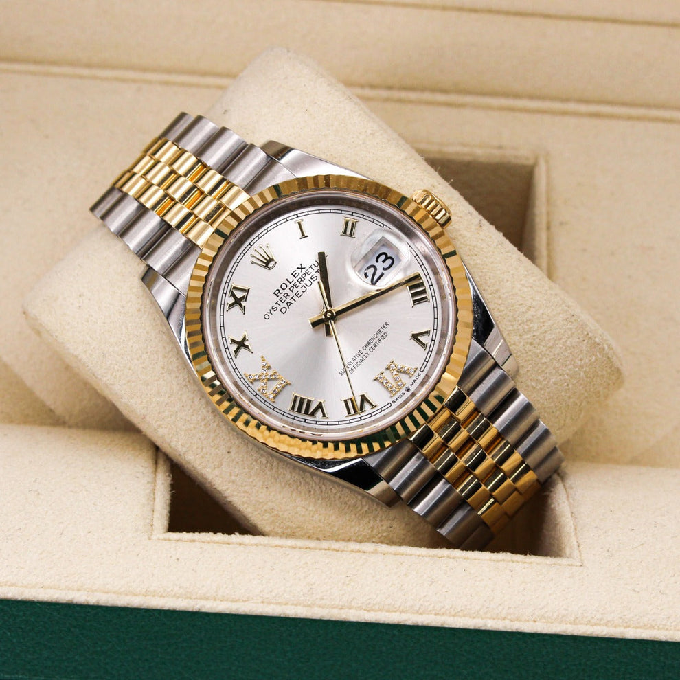 Rolex Datejust 36 126233 Jubilee Bracelet White Dial Yellow Gold 2022 Pristine Condition Fluted Bezel 36mm Mechanical Watch - product image from Imperia...