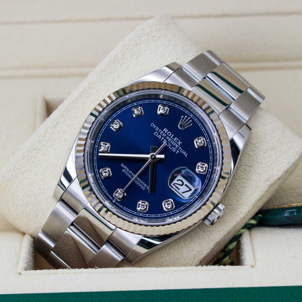 Rolex Datejust 36 126234 Oyster Bracelet Blue Dial Stainless Steel 2022 Pristine Condition Fluted Bezel 36mm Mechanical Watch - product image from Imper...