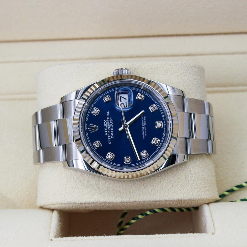 Rolex Datejust 36 126234 Oyster Bracelet Blue Dial Stainless Steel 2022 Pristine Condition Fluted Bezel 36mm Mechanical Watch - product image from Imper...