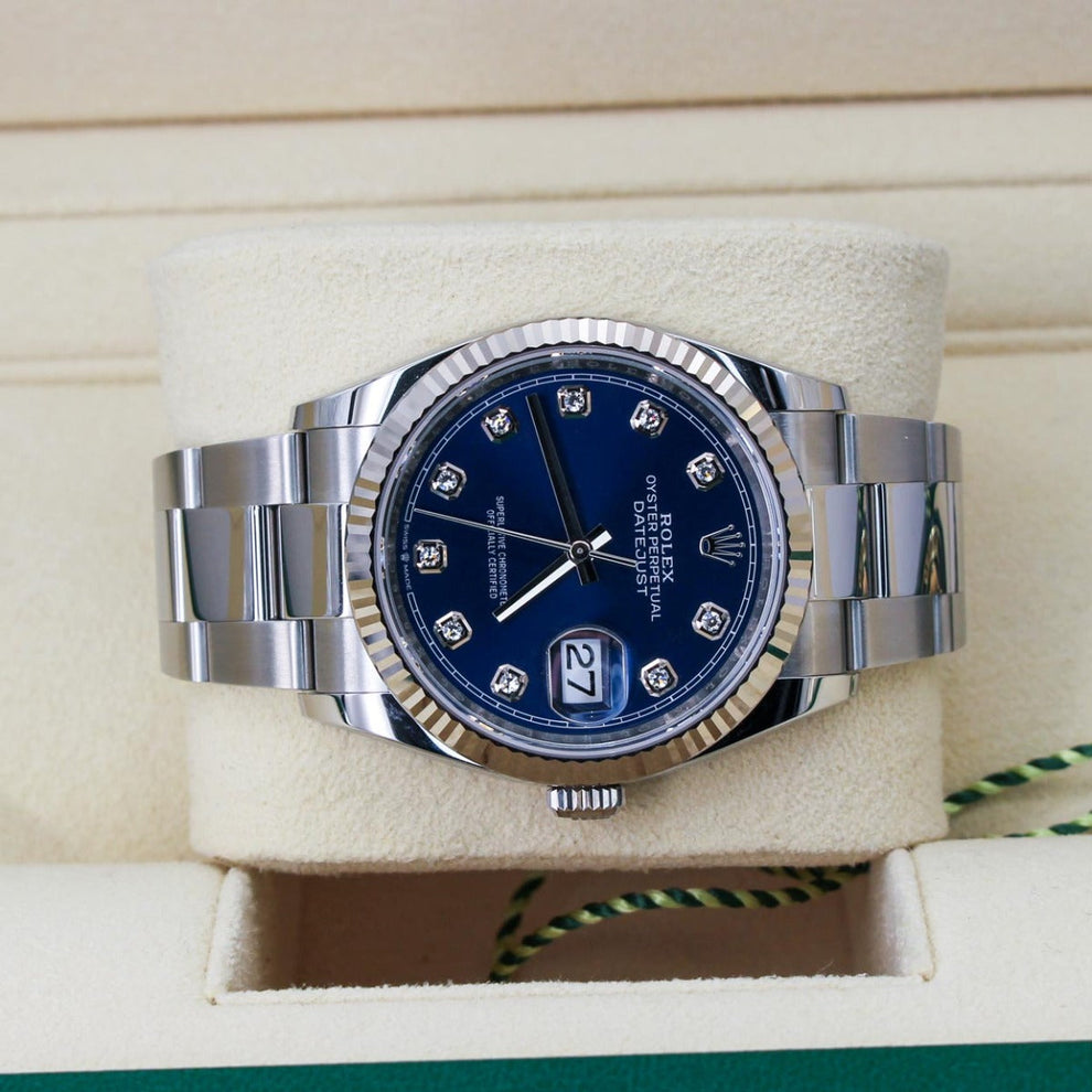 Rolex Datejust 36 126234 Oyster Bracelet Blue Dial Stainless Steel 2022 Pristine Condition Fluted Bezel 36mm Mechanical Watch - product image from Imper...
