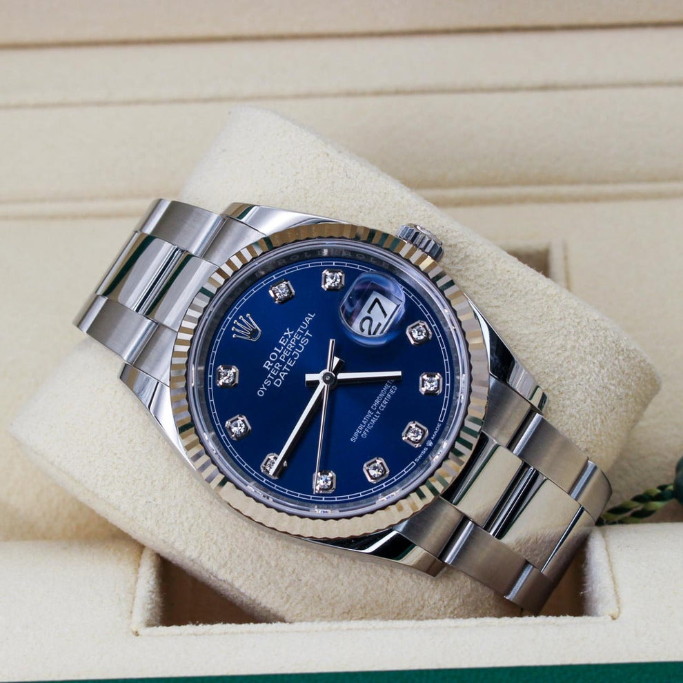 Rolex Datejust 36 126234 Oyster Bracelet Blue Dial Stainless Steel 2022 Pristine Condition Fluted Bezel 36mm Mechanical Watch - product image from Imper...