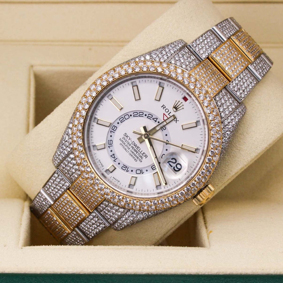Rolex Sky-dweller Diamond 326933 Oyster Bracelet White Dial Yellow Gold Pristine Condition Diamond 42 Mm Mechanical Watch - product image from Impe...