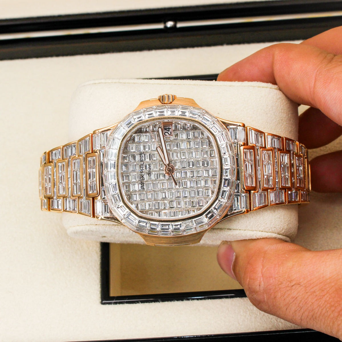 Patek Philippe Nautilus 5711-1R Diamond Baguette 18K Rose Gold