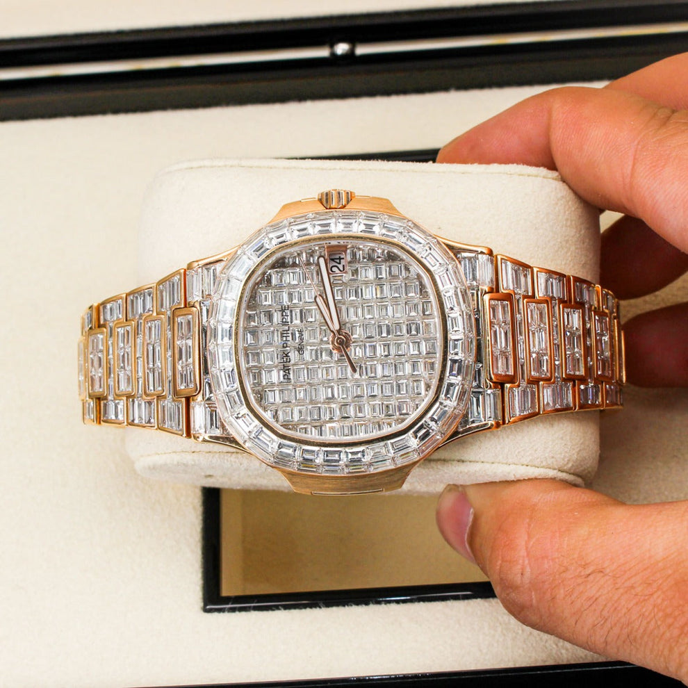 nan patek philippe nautilus 5711 1r diamond baguette 18k rose gold - product image from Imperial Time UK Ltd