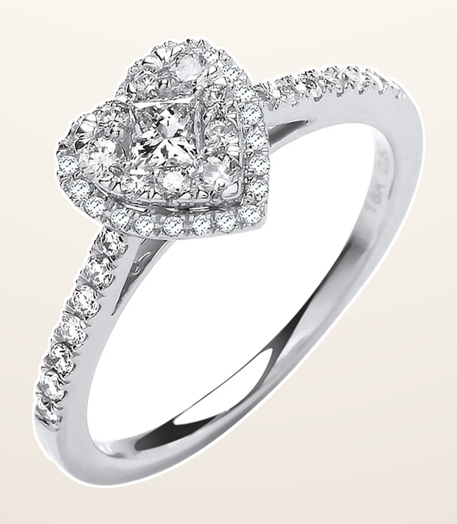 IT_ROLE:detail_crop | 18ct Heart Shaped 0.50ctw Dress Ring.