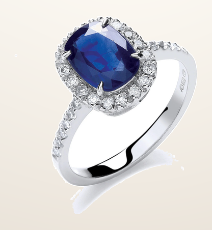 IT_ROLE:detail_crop | 18ct White Gold 0.25ct Diamond, Cushion 1.75ct Sapphire Ring