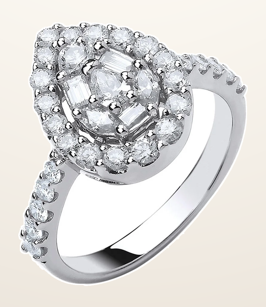IT_ROLE:detail_crop | 18ct White Gold 1.00ct Pear Shaped Diamond Ring