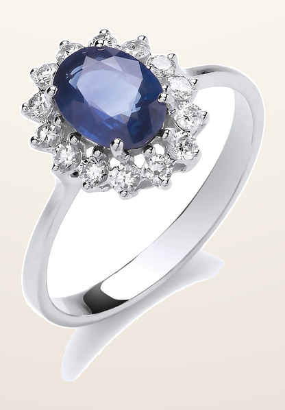 IT_ROLE:detail_crop | 18ct White Gold 0.35ct Diamond & 1.40ct Sapphire Ring