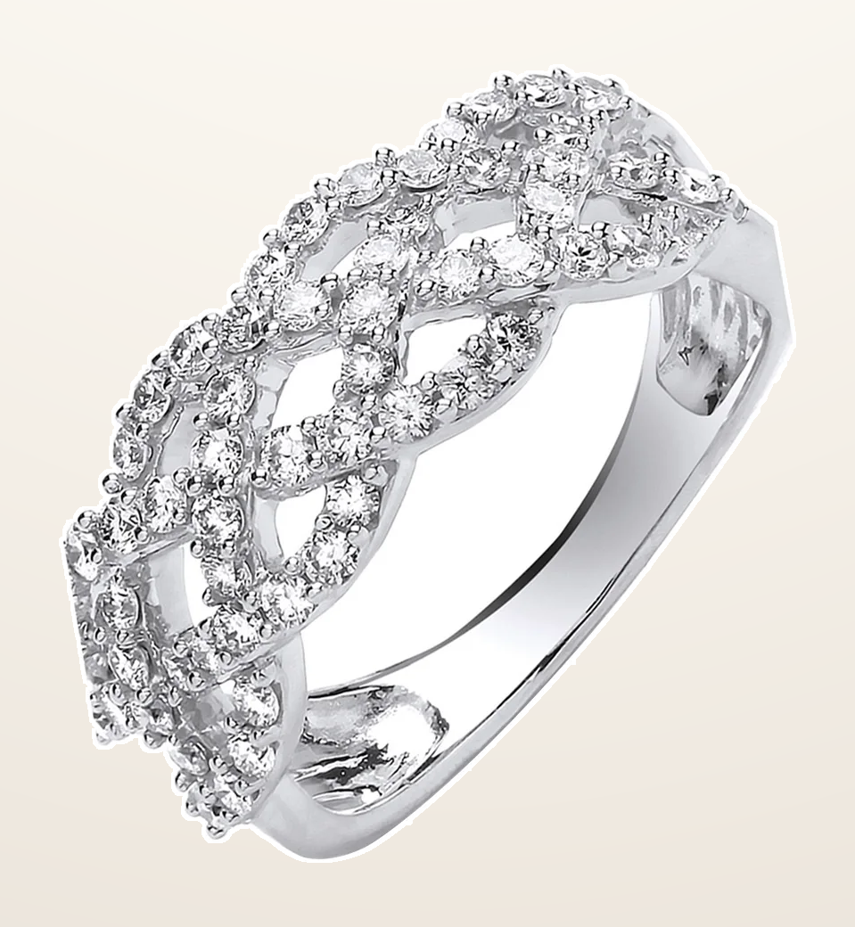 IT_ROLE:detail_crop | 18ct White Gold 0.75ct Weaved Diamond Dress Ring
