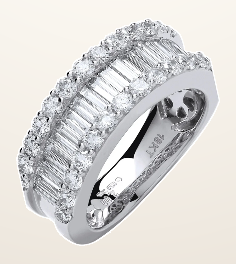 IT_ROLE:detail_crop | 18ct White Gold 2.00ct Baguette & Brilliant Diamond Ring