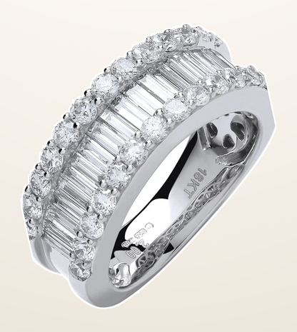 IT_ROLE:detail_crop | 18ct White Gold 2.00ct Baguette & Brilliant Diamond Ring