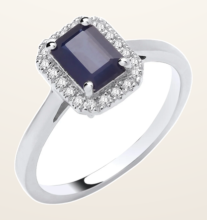 IT_ROLE:detail_crop | 18ct White Gold 0.12ctw Diamond & 1.10ctw Sapphire Ring