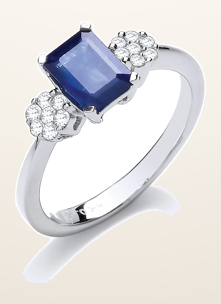 IT_ROLE:detail_crop | 18ct White Gold 0.15ct Diamond & 1.50ct Sapphire Ring