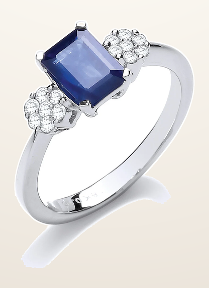 IT_ROLE:detail_crop | 18ct White Gold 0.15ct Diamond & 1.50ct Sapphire Ring