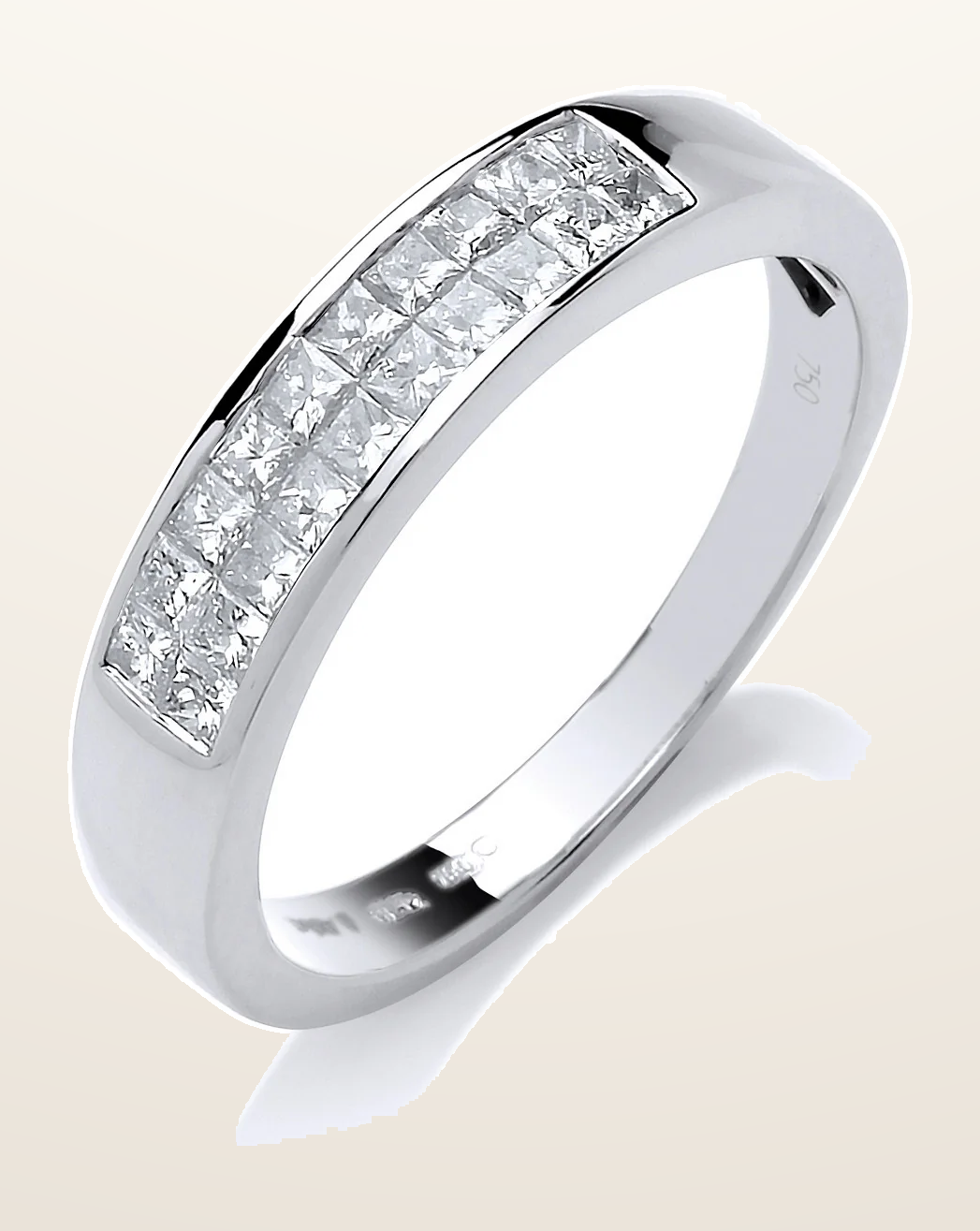 IT_ROLE:detail_crop | 18ct White Gold 0.50ctw Princess Cut 2 Row Diamond Eternity Ring