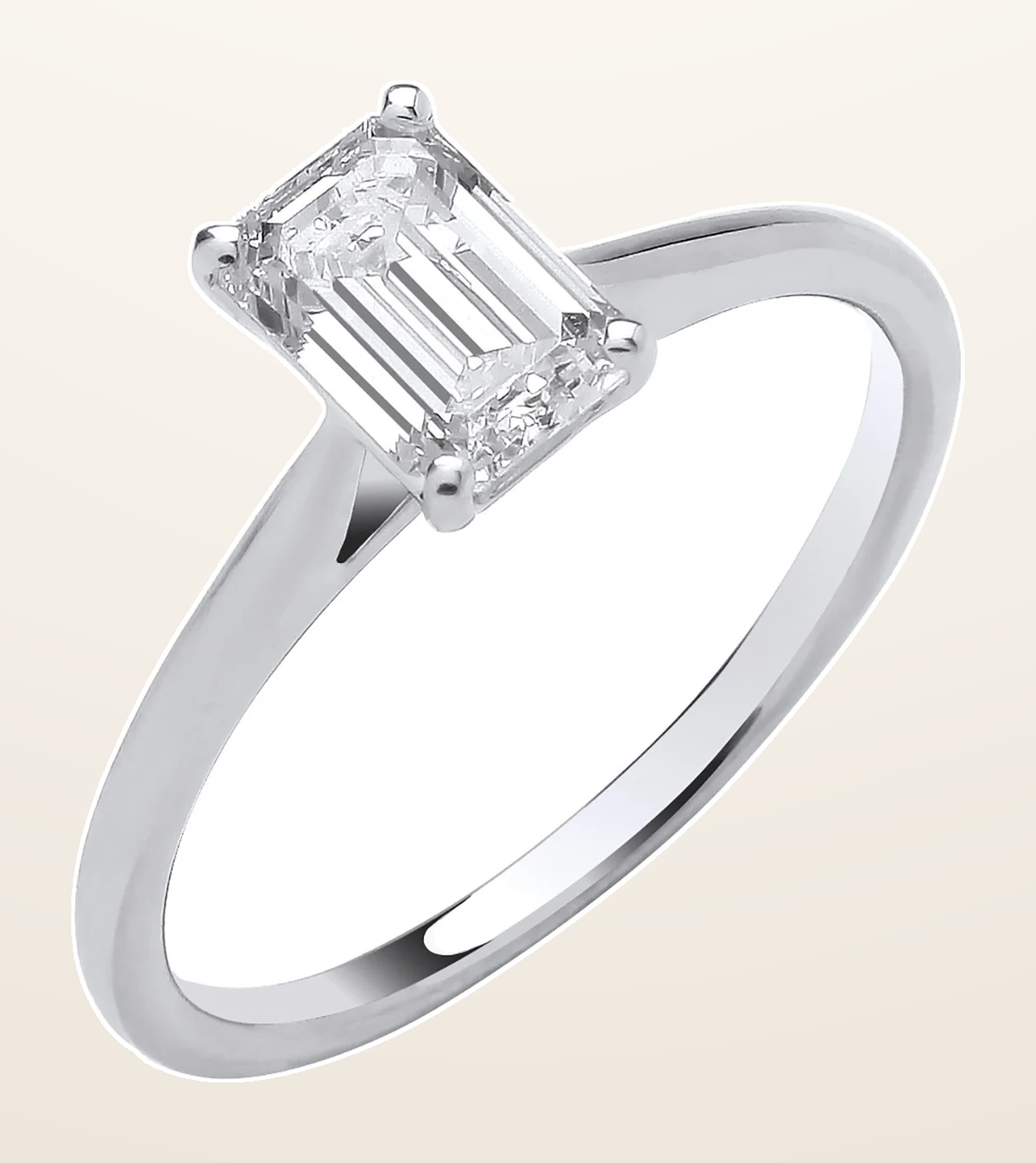IT_ROLE:detail_crop | 18ct White Gold 1.00ctw Emerald Cut LAB GROWN Diamond Ring IGI Certified