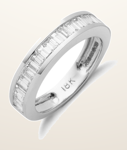 IT_ROLE:detail_crop | 18ct White Gold 1.00ctw Half ET Baguette Cut Diamond Eternity Ring