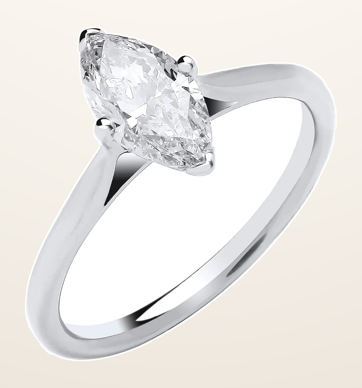IT_ROLE:detail_crop | 18ct White Gold 1.00ctw Marquise Cut LAB GROWN Diamond Ring IGI Certified