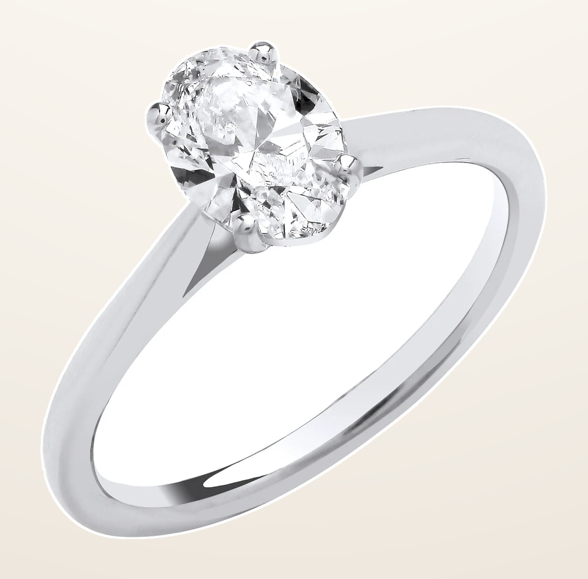 IT_ROLE:detail_crop | 18ct White Gold 1.00ctw Oval Cut LAB GROWN Diamond Ring IGI Certified