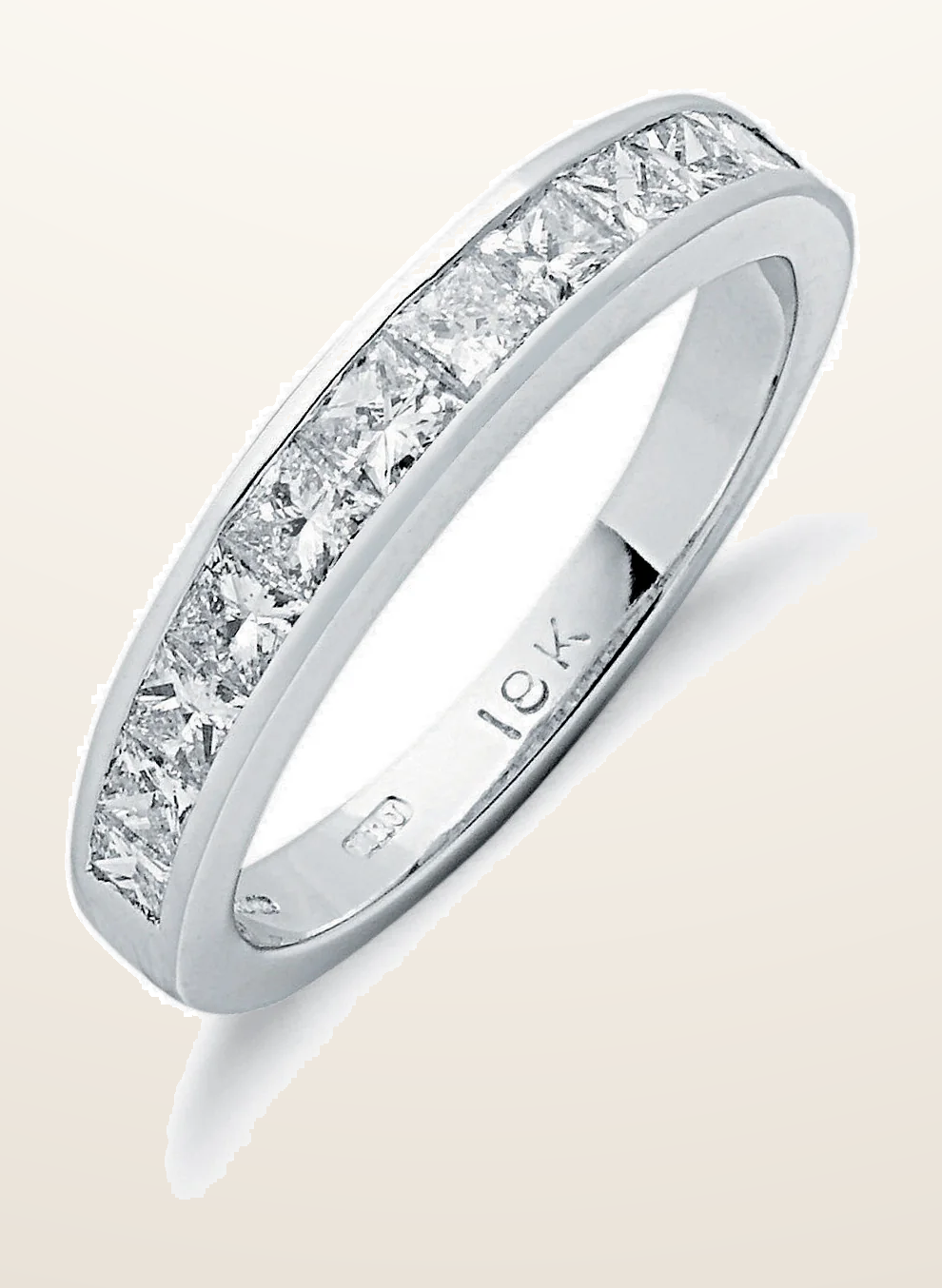 IT_ROLE:detail_crop | 18ct White Gold 1.00ctw Princess Cut Diamond Eternity Ring