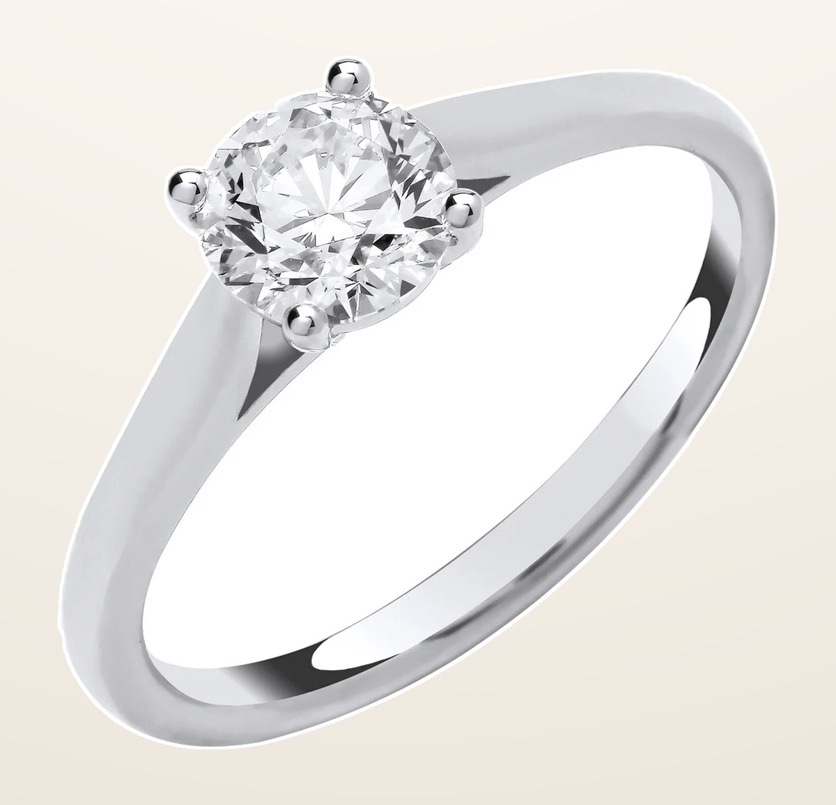 IT_ROLE:detail_crop | 18ct White Gold 1.00ctw Solitaire LAB GROWN Diamond Ring IGI Certified