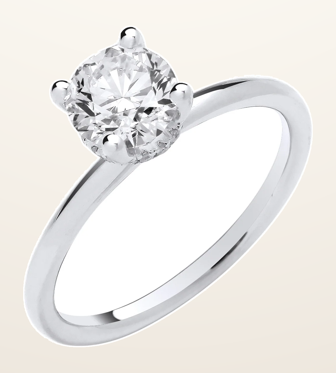IT_ROLE:detail_crop | 18ct White Gold 1.05ctw Solitaire LAB GROWN Hidden Halo Diamond Ring IGI Certified