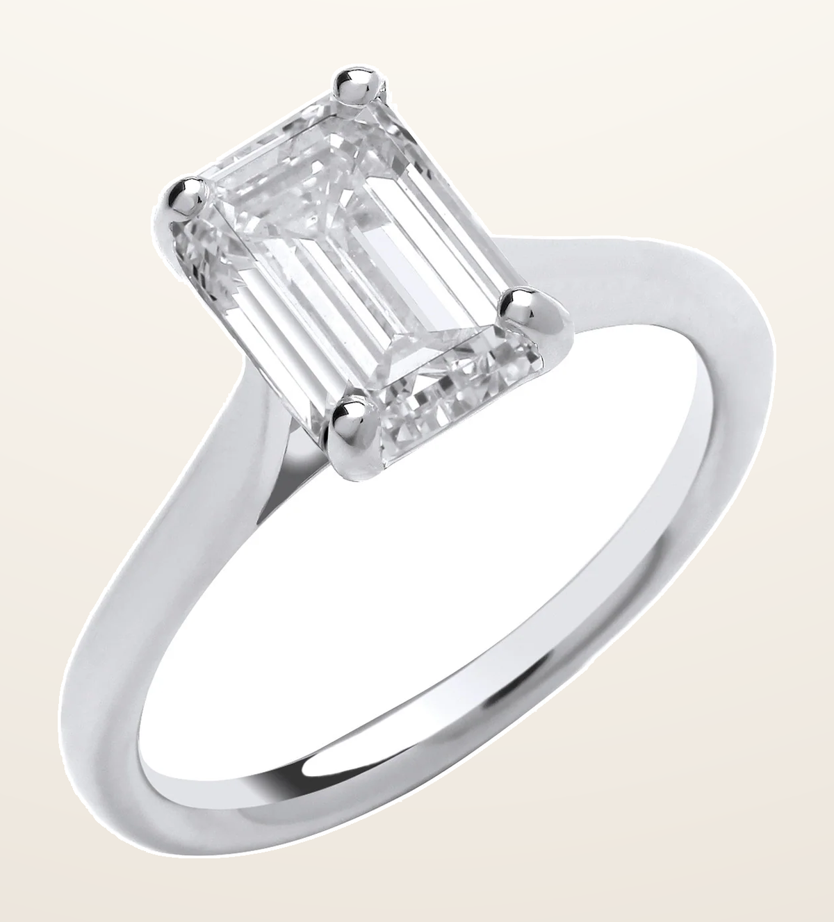 IT_ROLE:detail_crop | 18ct White Gold 2.00ctw Emerald Cut LAB GROWN Diamond Ring IGI Certified