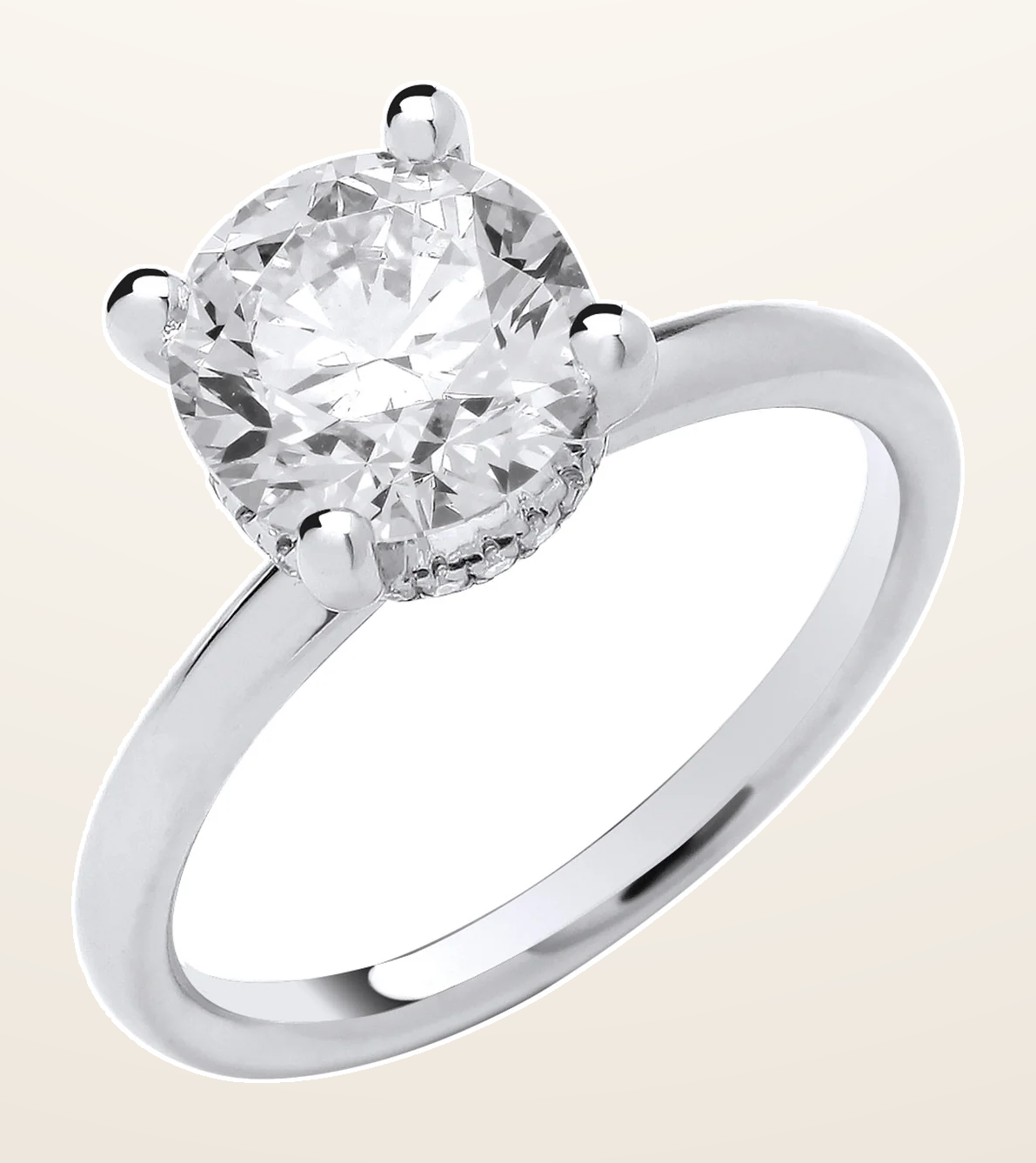 IT_ROLE:detail_crop | 18ct White Gold 2.07ctw Solitaire LAB GROWN Hidden Halo Diamond Ring IGI Certified