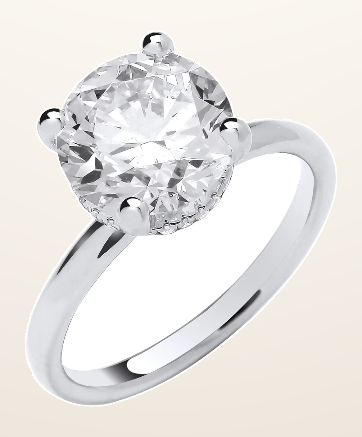 IT_ROLE:detail_crop | 18ct White Gold 3.08ctw Solitaire LAB GROWN Hidden Halo Diamond Ring IGI Certified