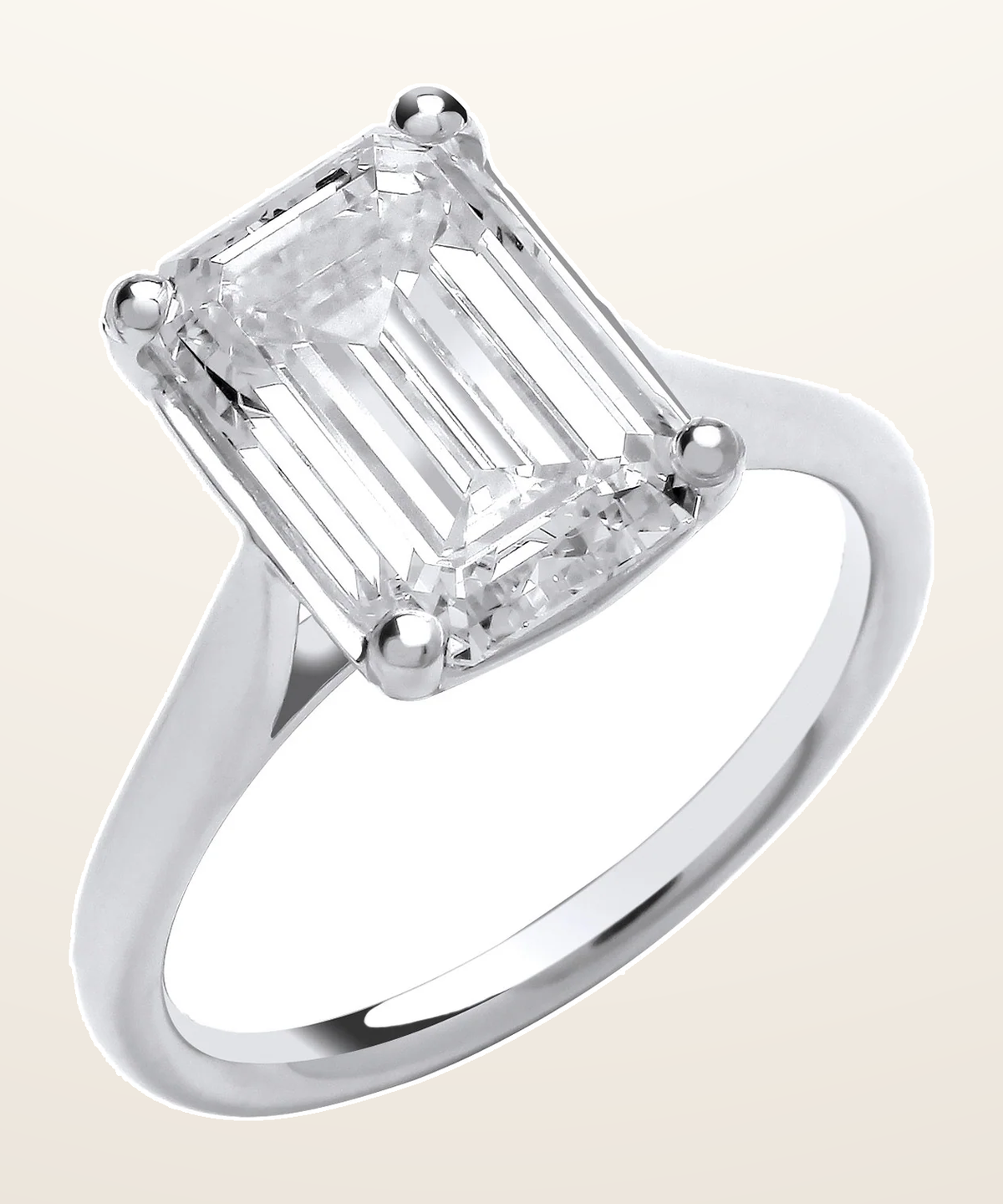 IT_ROLE:detail_crop | 18ct White Gold 4.00ctw Emerald Cut LAB GROWN Diamond Ring IGI Certified