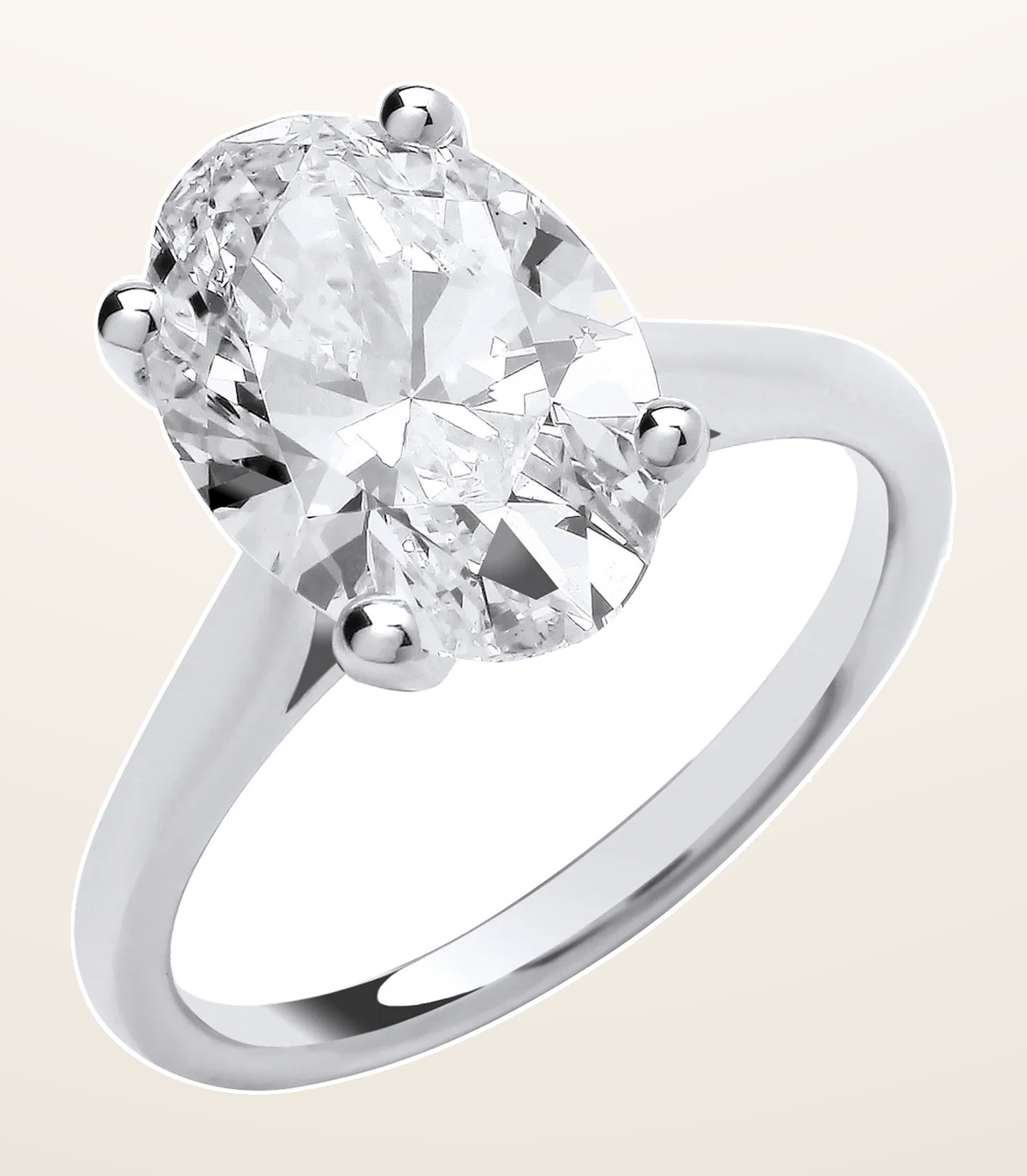 IT_ROLE:detail_crop | 18ct White Gold 4.00ctw Oval Cut LAB GROWN Diamond Ring IGI Certified
