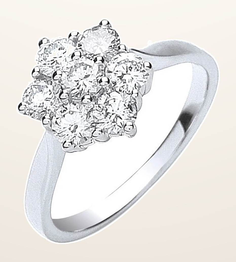 IT_ROLE:detail_crop | 18ct White Gold 7 Stones D.1.00ctw Cluster Diamond Ring