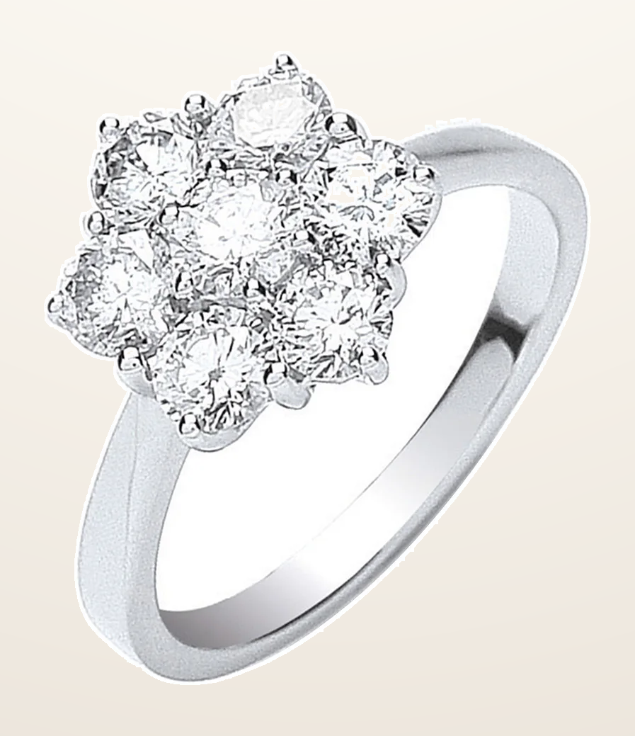 IT_ROLE:detail_crop | 18ct White Gold 7 Stones D.1.50ctw Cluster Diamond Ring