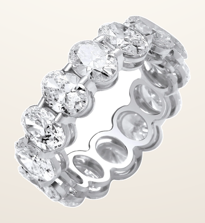 IT_ROLE:detail_crop | 18ct White Gold 7.00ctw Oval Cut Lab Grown Diamond Eternity Ring White GoldI Certified