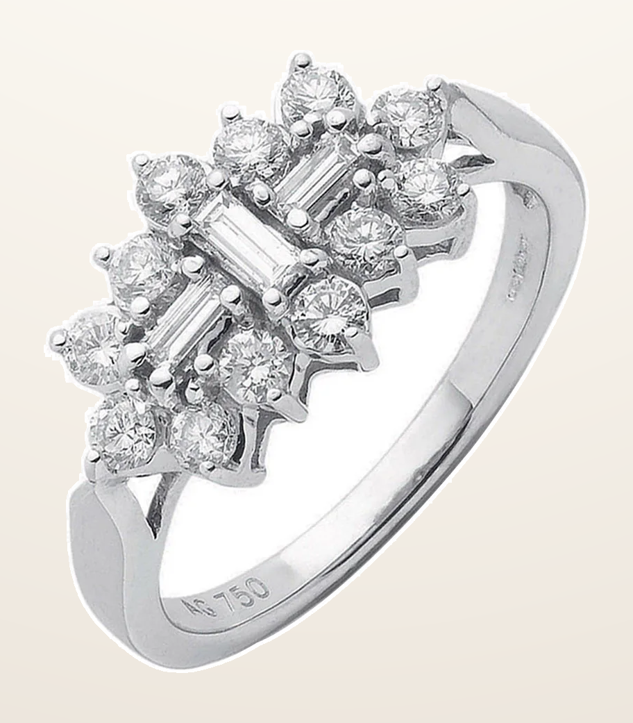 IT_ROLE:detail_crop | 18ct White Gold D.1.00ctw Diamond Boat/Cluster Ring