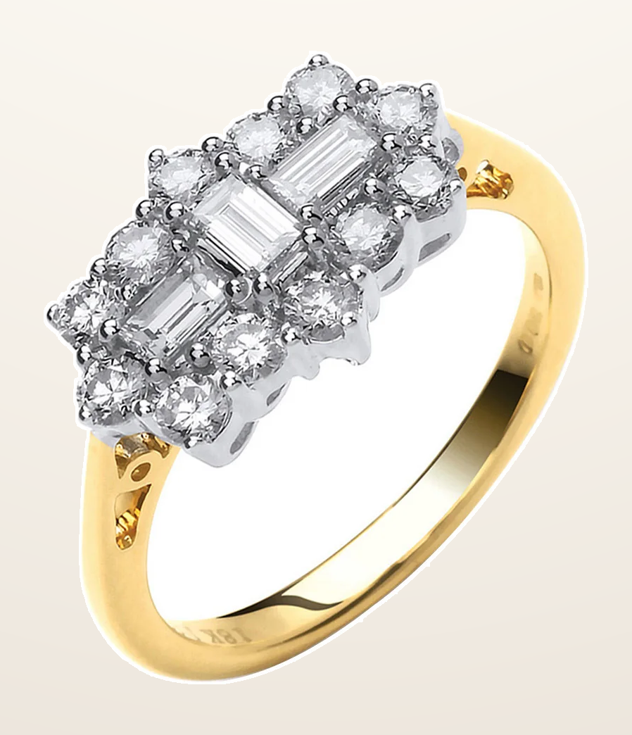 IT_ROLE:detail_crop | 18ct Yellow Gold 1.00ctw Diamond Boat/Cluster Ring