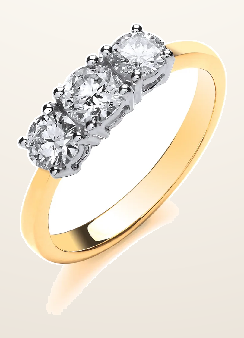 IT_ROLE:detail_crop | 18ct Yellow Gold 1.00ctw Diamond Trilogy Ring