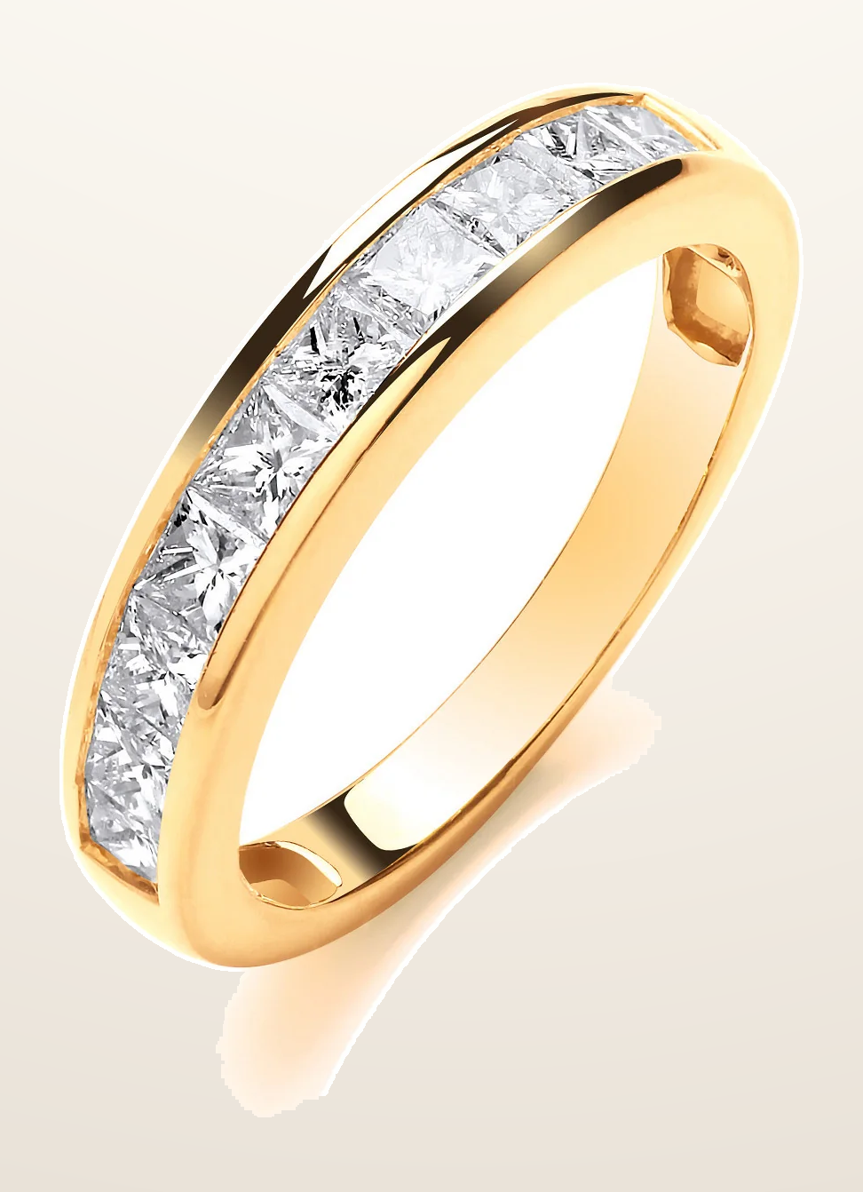 IT_ROLE:detail_crop | 18ct Yellow Gold 1.00ctw Princess Cut Diamond Eternity Ring