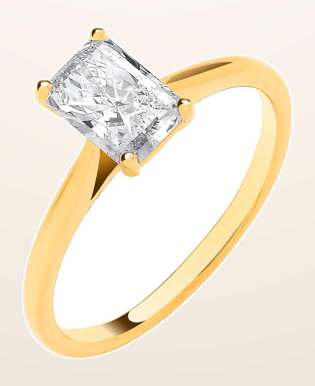 IT_ROLE:detail_crop | 18ct Yellow Gold 1.00ctw Radiant LAB GROWN Diamond Ring IGI Certified