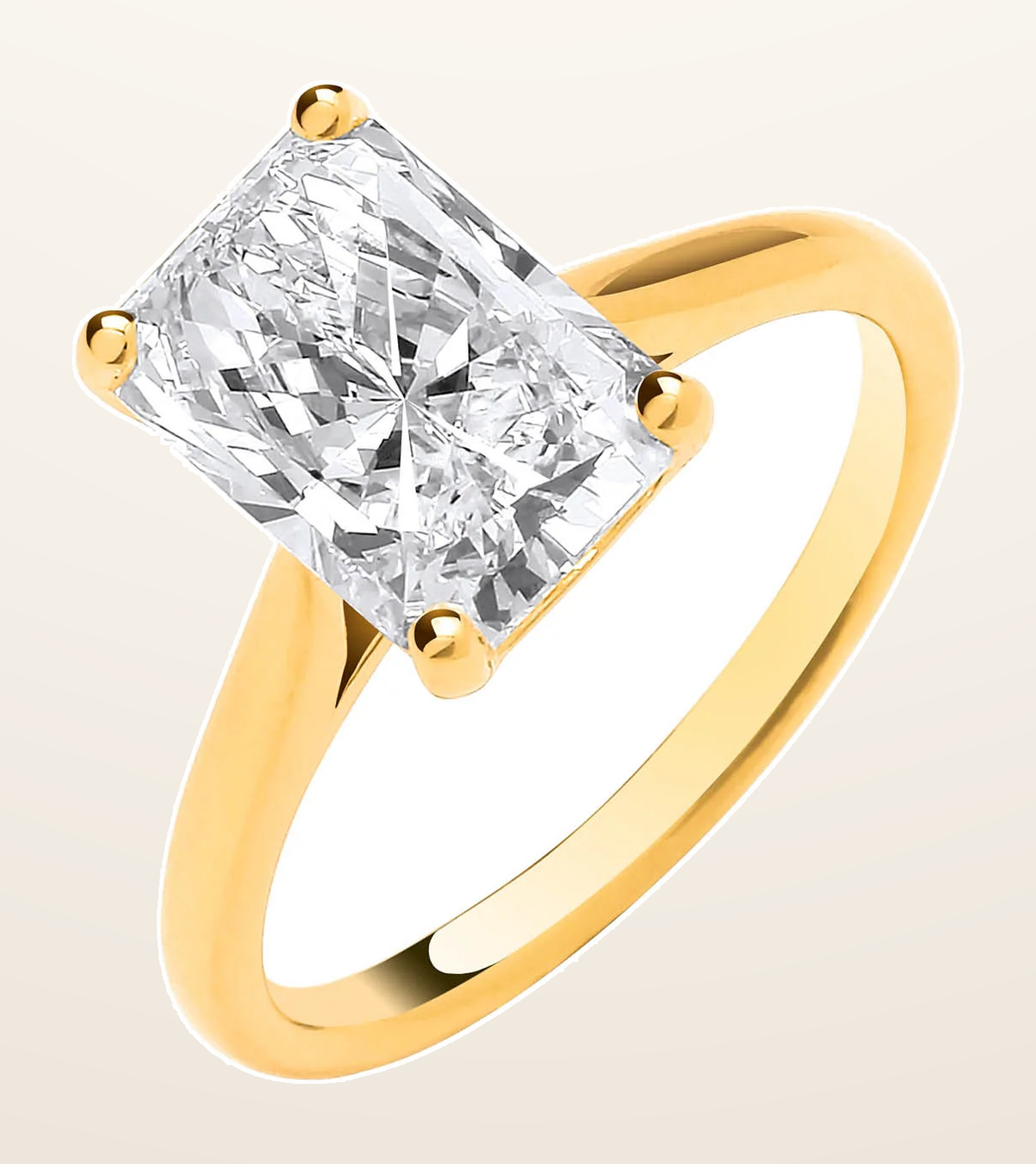 IT_ROLE:detail_crop | 18ct Yellow Gold 3.00ctw Radiant Cut LAB GROWN Diamond Ring IGI Certified