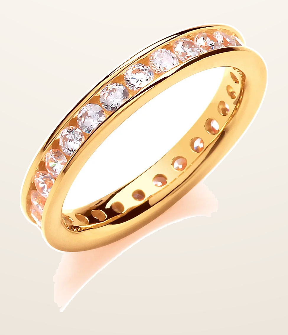 IT_ROLE:detail_crop | 3mm Full ET Rd/Bril. Cubic Zirconia Yellow Gold Plated Silver Ring